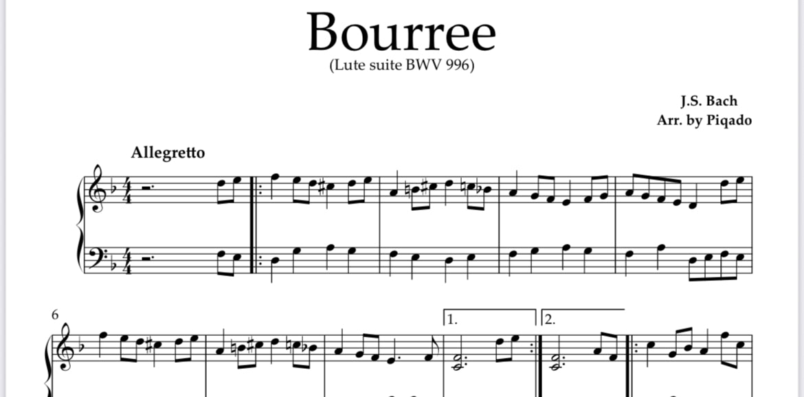 J. S. Bach - Bourree (Lute Suite BWV 996)