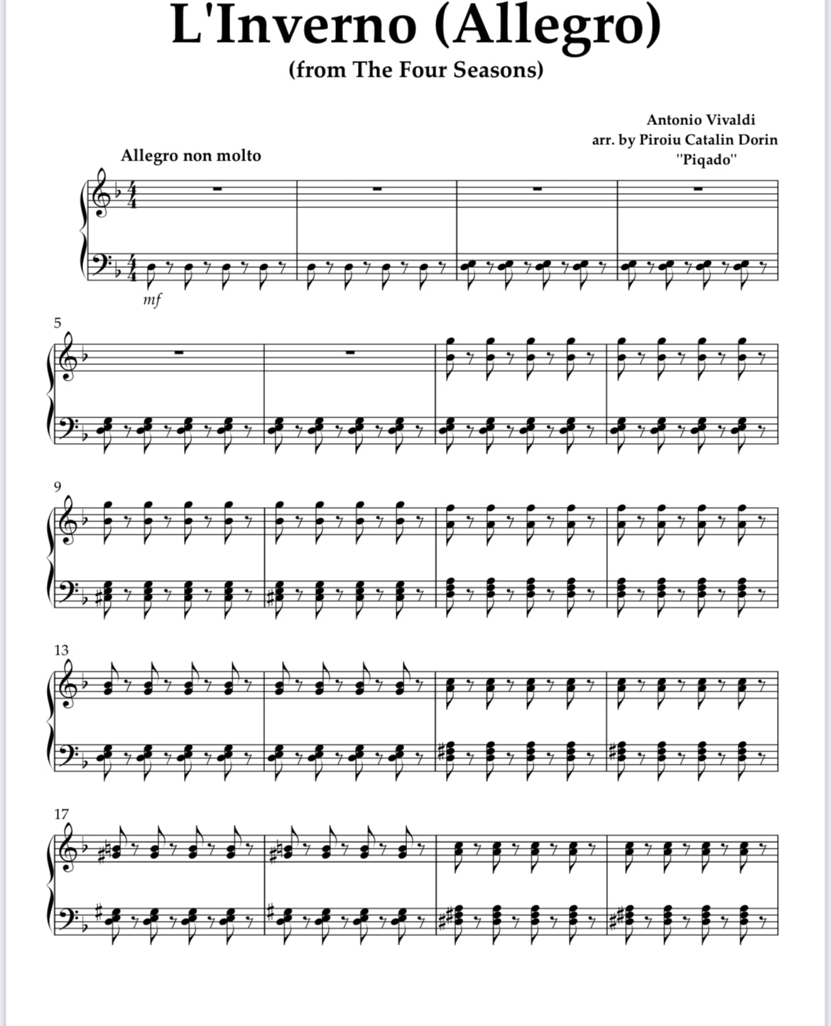 L'Invierno (Allegro) from The Four Seasons - A. Vivaldi in d minor