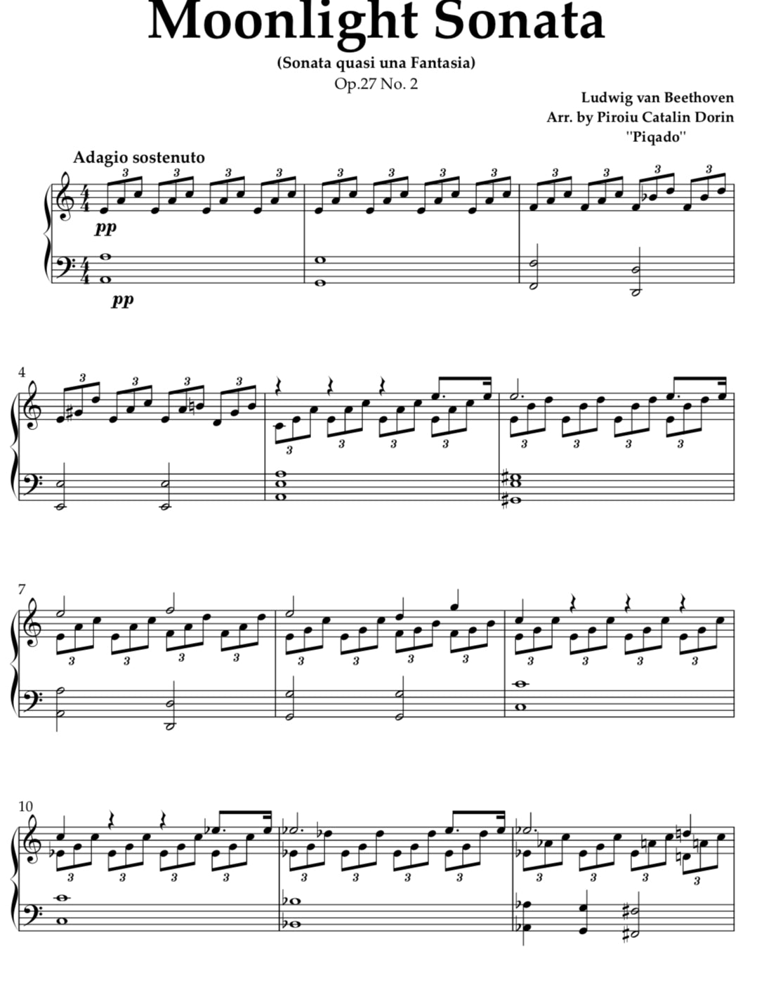 Ludwig van Beethoven - Moonlight Sonata (Adagio quasi una fantasia) in "A" minor
